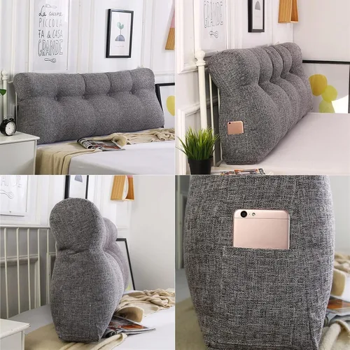 Vista 4 de Almohada lumbar rectangular perfecta, almohada grande para cabecero, soporte de posicionamiento de cama, cojín de cabecera de lectura para cama