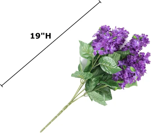 Vista 3 de Factory Direct Craft Arbusto lila artificial morado para arreglos florales de seda y exhibiciones de primavera (19 pulgadas)