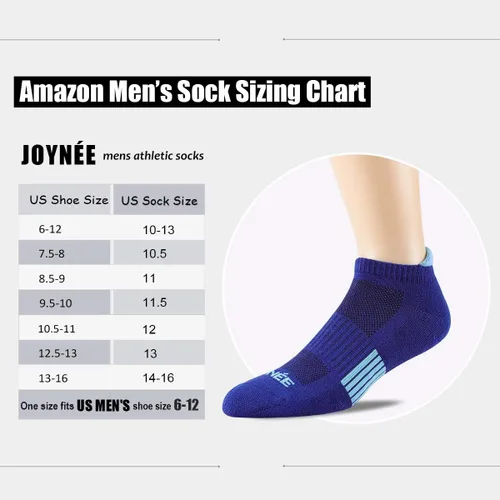 Vista 7 de JOYNÉE Mens Athletic Socks Low Cut Cushion Running Socks Breathable Comfort for Sports 6 Pack