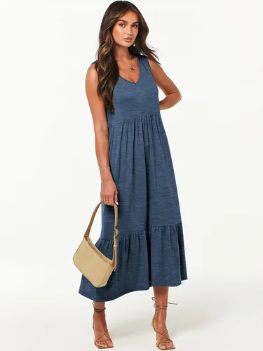 Vista 8 de ANRABESS Vestido de verano casual sin mangas con cuello en V para mujer, vestido de playa con bolsillos
