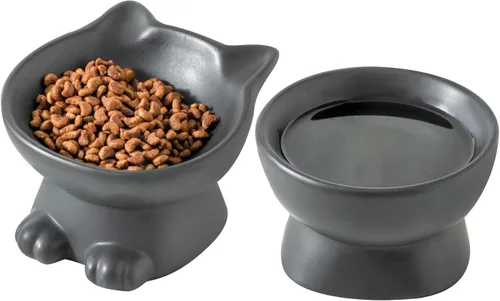 Vista 9 de Nihow Ceramic Basic Cat Bowls: cuenco para gatos de 5 pulgadas para alimentos y agua Food Grade Cat Dish for Small-Sized Cat - Microwave &