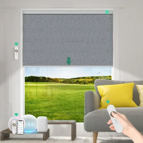 Vista 27 de Persianas motorizadas con control remoto [motor 100% opacas y silencioso] Persianas inteligentes compatibles con Alexa Google HomeKit, persianas