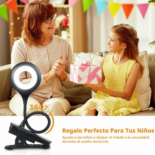 Vista 9 de Akynite Clip en la lámpara de escritorio LED 5 brillo+5 colores lámpara