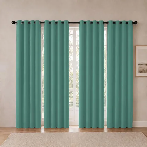 Vista 50 de Cortinas de oscurecimiento de habitación de 45 pulgadas de largo para dormitorio y sala de estar, cortinas térmicas aislantes con ojales