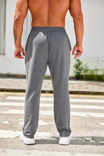 Vista 4 de COOFANDY Pantalones deportivos de algodón para hombre, pantalones de descanso con parte inferior abierta, pantalones ligeros casuales con bolsillos