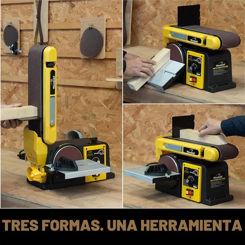 Vista 8 de Woodskil Lijadora de disco de banda de velocidad variable, correa de 4 x 36 pulgadas y disco de 6 pulgadas 3A Máquina combinada de lijadora