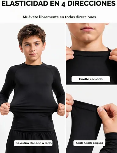 Vista 6 de TELALEO Boys Youth Compression Shirt Long Sleeve Football Undershirt