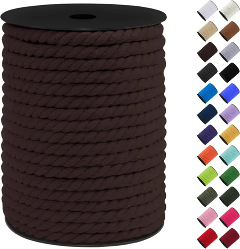 Vista 29 de Cordón de macramé de algodón, 0.315 in x 131 pies, hilo grueso para manualidades, cuerda trenzada de 3 hebras para colgar en la pared, ganchos