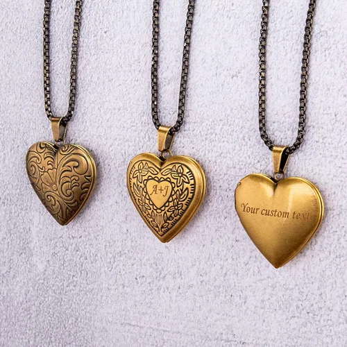 Vista 6 de Fanery sue Heart Locket Necklace That Holds Pictures Customized Photo Necklaces Personalized Lockets with Picture inside