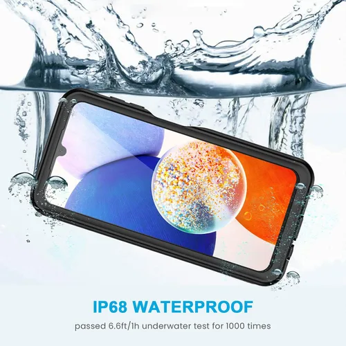 Vista 2 de Lanhiem Funda para Samsung Galaxy A14 5G, IP68 impermeable a prueba de polvo, protector de pantalla integrado, funda protectora de cuerpo completo