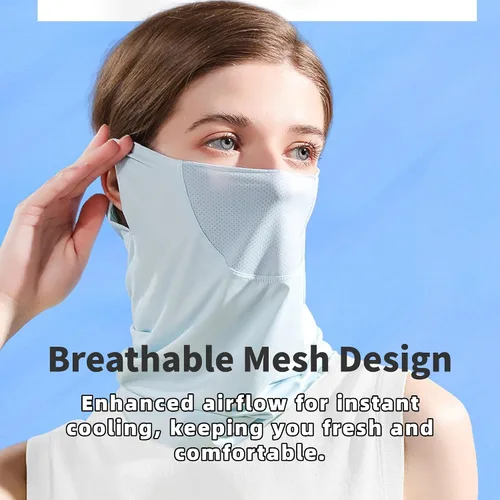 Vista 3 de Protección solar UV, polaina para el cuello, máscara facial refrescante para protección solar, pasamontañas transpirable, bandana para mujer