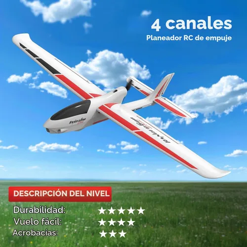 Vista 7 de VOLANTEXRC - Avión planeador RC 4CH, nueva versión de avión de control remoto con giroscopio de 6 ejes para principiantes, 3 modos de vuelo