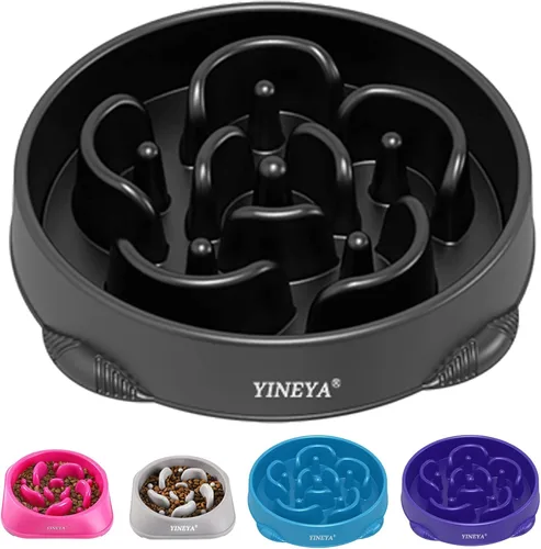 Vista 10 de YINEYA 2 cuencos de alimentación lenta antiasfixia para perros de tamaño pequeño, cuenco de alimentación lenta para gatos, suministros