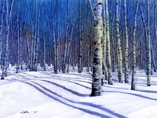 Vista 2 de Gary Spetz's Painting Wild Places with Watercolors Winter Birches DVD