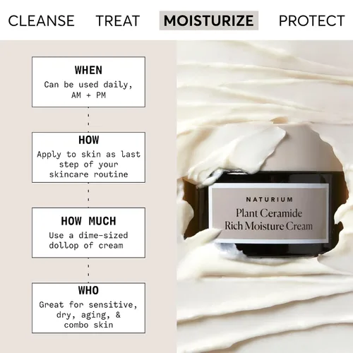 Vista 2 de Crema de Humectación Rica en Ceramidas de Plantas Naturium, Cuidado Hidratante y Antiedad para la Piel, 48 ml
