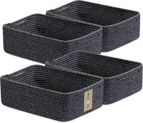 Vista 42 de MiniArk Cestas organizadoras grandes poco profundas de 15 x 11 x 5.1 pulgadas, contenedores de almacenamiento tejidos de cuerda para baño, estantes