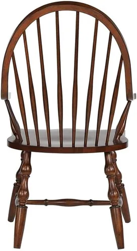 Vista 6 de Sunset Trading Andrews Windsor Silla de comedor con brazos Castaño envejecido