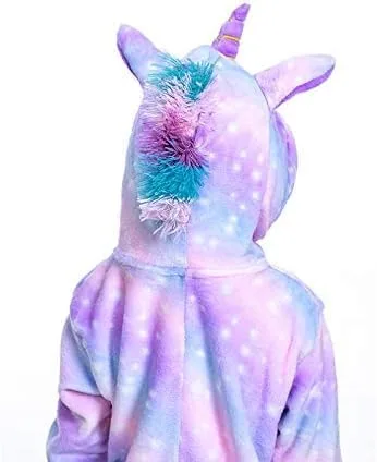 Vista 5 de UDERUI Pijama de unicornio para niños, disfraz de cosplay de una sola pieza, ropa de fiesta de animales, para niñas y niños