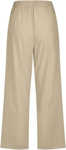 Vista 5 de Ceboyel Pantalones capri para mujer para verano, cintura elástica, pantalones de yoga, con cordón, pantalones de lino, pantalones de entrenamiento