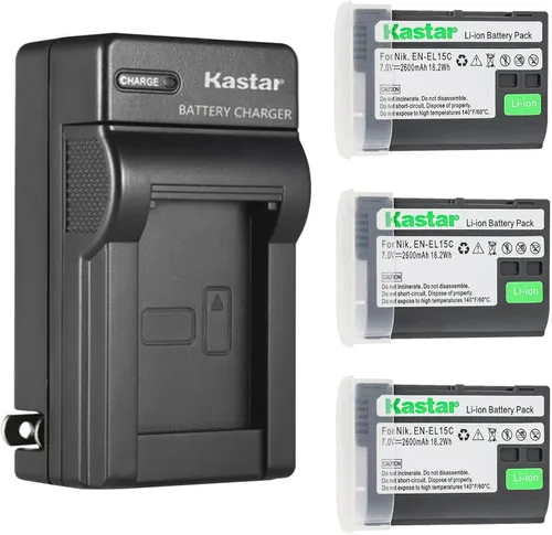 Vista 6 de Kastar Reemplazo del cargador de batería de pared de CA para batería Nikon EN-EL15 EN-EL15a EN-EL15b EN-EL15c EN-EL15e, MH-25 MH-25a MH-25b, MB-D11