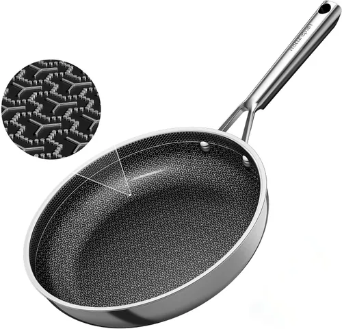 Vista 10 de Sartén antiadherente de 8 pulgadas, sartén de acero inoxidable híbrido Diamond-Titan de cerámica, sartén con mango que se mantiene fresco, libre