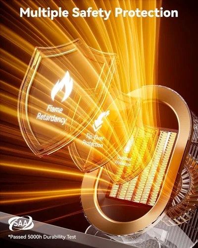 Vista 2 de Calentador Eléctrico de Espacio QQT, Calentadores de Espacio Portátiles de Alta Eficiencia Energética para Uso en Interiores, Ventilador Calentador