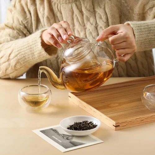 Vista 6 de CnGlass Tetera de vidrio de 20.3 oz y tazas de té de vidrio de 5.1 oz (paquete de 4)