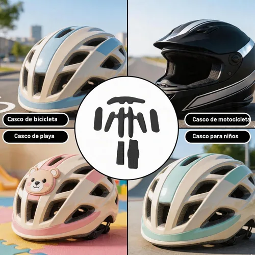 Vista 6 de Kit de acolchado para casco, juego de almohadillas de espuma universales para bicicleta, almohadillas de espuma de repuesto para bicicleta