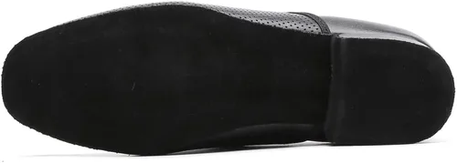 Vista 6 de Zapatos de salón de baile negros de rendimiento latino para hombre, zapatos de práctica de baile modernos