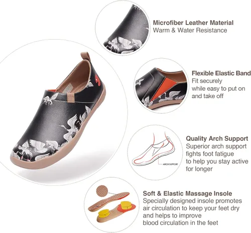 Vista 5 de UIN - Zapatos para caminar y viajar para mujer, mocasines informales de microfibra, ligeros, cómodos, sin cordones, con estampado a la moda