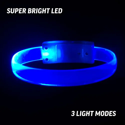 Vista 2 de Paquete de 8 bandas mágicas Brilla en la oscuridad Luz intermitente para conciertos Luces de correr para corredores Pulsera con luz de Azul