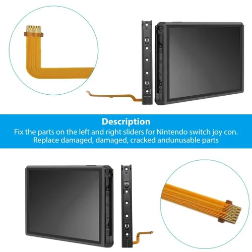 Vista 5 de BATEMEN W Right and Left Slide Rail with Flex Cable and Screws Kit Suitable for Nintendo Switch Console NS Controller Repair Tool