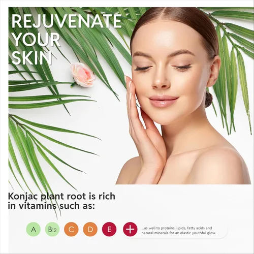 Vista 5 de Esponja Konjac (4 unidades) 100% natural y libre de tintes No tóxica Biodegradable Ecológica Embalaje sin plástico