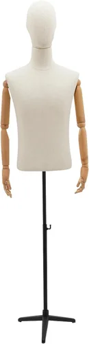 Vista 5 de Maniquí de medio cuerpo masculino con brazo, cuerpo de maniquí de forma de vestido, cuerpo de maniquí de 53 a 76 pulgadas, altura ajustable, maniquí