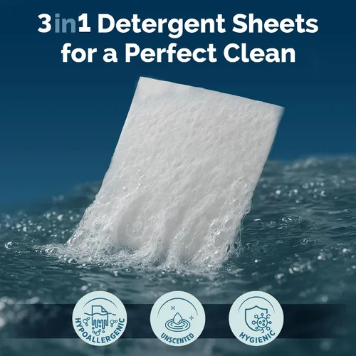 Vista 3 de Steam & Go 3 en 1 hojas de detergente solubles para ropa, hipoalergénicas