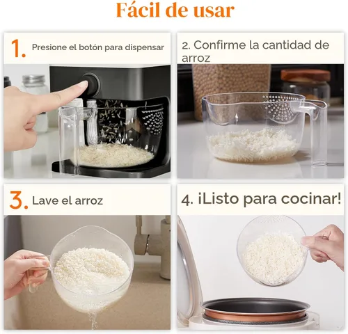 Vista 8 de Lifewit Dispensador de arroz de 25 libras (24.9 lbs), recipiente de almacenamiento de arroz sellado a prueba de humedad con taza medidora para Negro