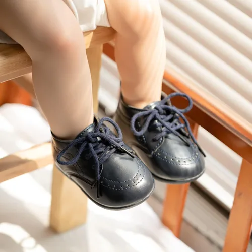 Vista 3 de ohsofy Zapatos Oxford de piel sintética, mocasines de goma y suela suave, zapatos de vestir de boda, zapatos de bebé para caminar