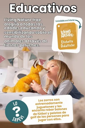 Vista 4 de Living Nature Highland Cow - Animal de peluche marrón Juguete de granja de felpa de primera calidad Regalo de juguete suave para niños
