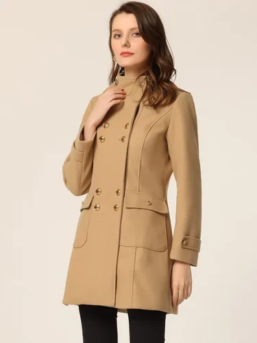 Vista 2 de Allegra K Abrigo de invierno con capucha y cuello alto para mujer