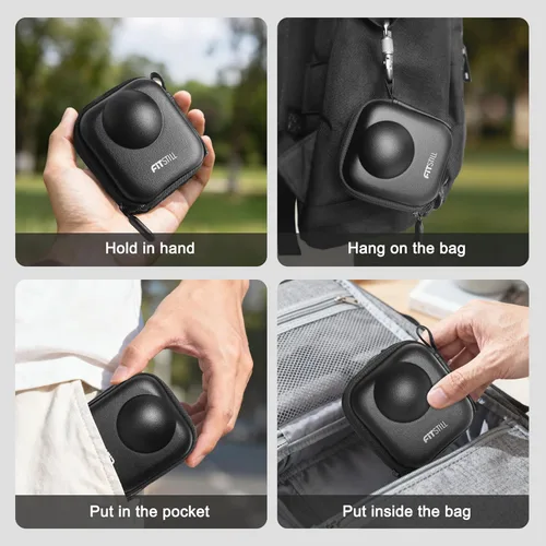 Vista 6 de FiTSTILL Mini estuche de almacenamiento de PU para Go Pro Max 2019/Go Pro Max 2025, funda protectora de viaje rígida Kit de accesorios