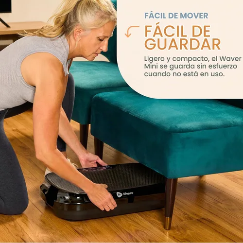 Vista 7 de Lifepro Waver Mini Vibration Plate Exercise Machine with Resistance Bands Negro