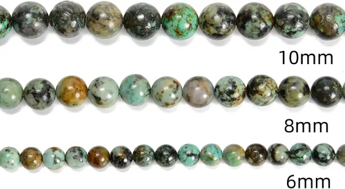 Vista 4 de 65 cuentas de turquesa africana de 0.236 pulgadas, piedra natural, piedras preciosas redondas auténticas para hacer pulseras de bricolaje, joyas