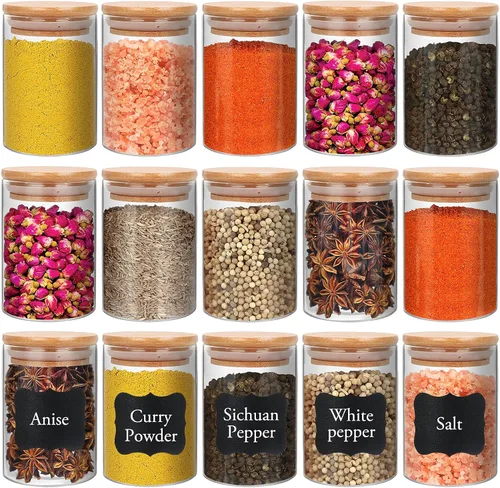 Vista 12 de DHSBTLS Tarros de vidrio de 6 onzas con tapas de bambú, juegos de recipientes herméticos de vidrio de borosilicato, contenedor de almacenamiento