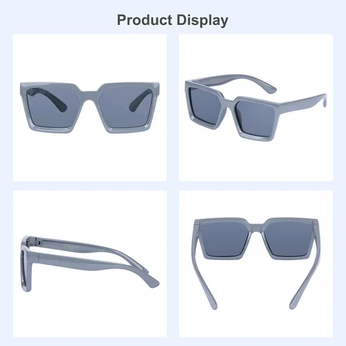 Vista 5 de COCOSAND Lentes de sol polarizados para niños, protección UV 400, retro, cuadrados, futuristas, para jóvenes, adolescentes, niños y niñas de 5 a 12