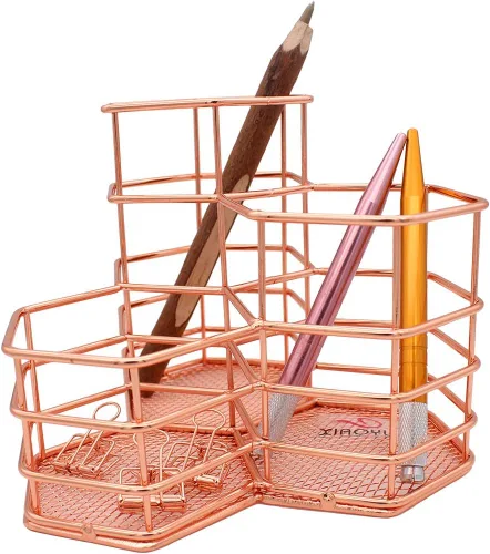 Vista 7 de XIAOYU Portalápices, soporte decorativo de metal para bolígrafos, organizador de almacenamiento de artículos de escritorio para el hogar, la escuela