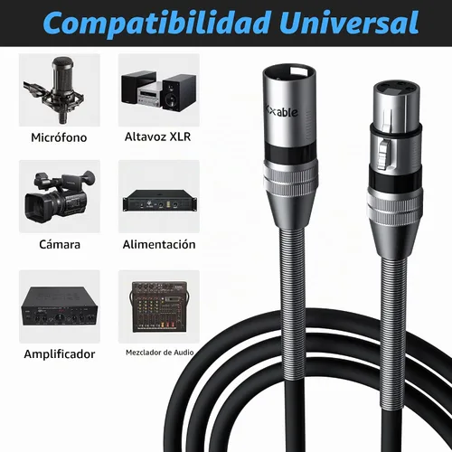 Vista 7 de Kxable - Cable de micrófono XLR 1 pie, XLR macho a hembra, cable de micrófono equilibrado de 3 pines, cable de altavoces blindado, conectores