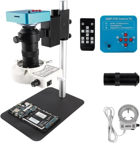 Vista 6 de Kit de accesorios para microscopio 48MP USB Cámara de microscopio 130X ajustable C Monte lente Microscopio diapositivas (Color BD21 13MP Set3)