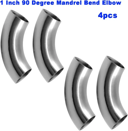 Vista 7 de 1 Inch 90 Degree Mandrel Bend Elbow SS304 Stainless Steel Bend Tube Exhaust Elbow Pipe for Car Modified Exhaust System 1" Piping Silver Tone (4PCS)