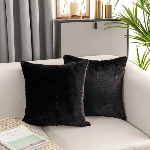 Vista 7 de Home Brilliant Funda de almohada negra cuadrada de piel sintética de 18 x 18 pulgadas, fundas decorativas para decoración de fiestas de otoño, 1