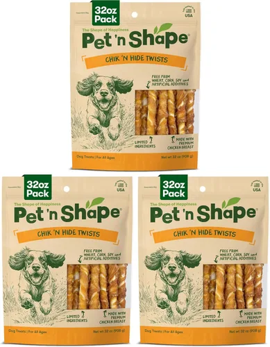 Vista 11 de Pet 'n Shape Chik 'n Hide Twist - Golosinas naturales envueltas en pollo para perros, grandes, 6